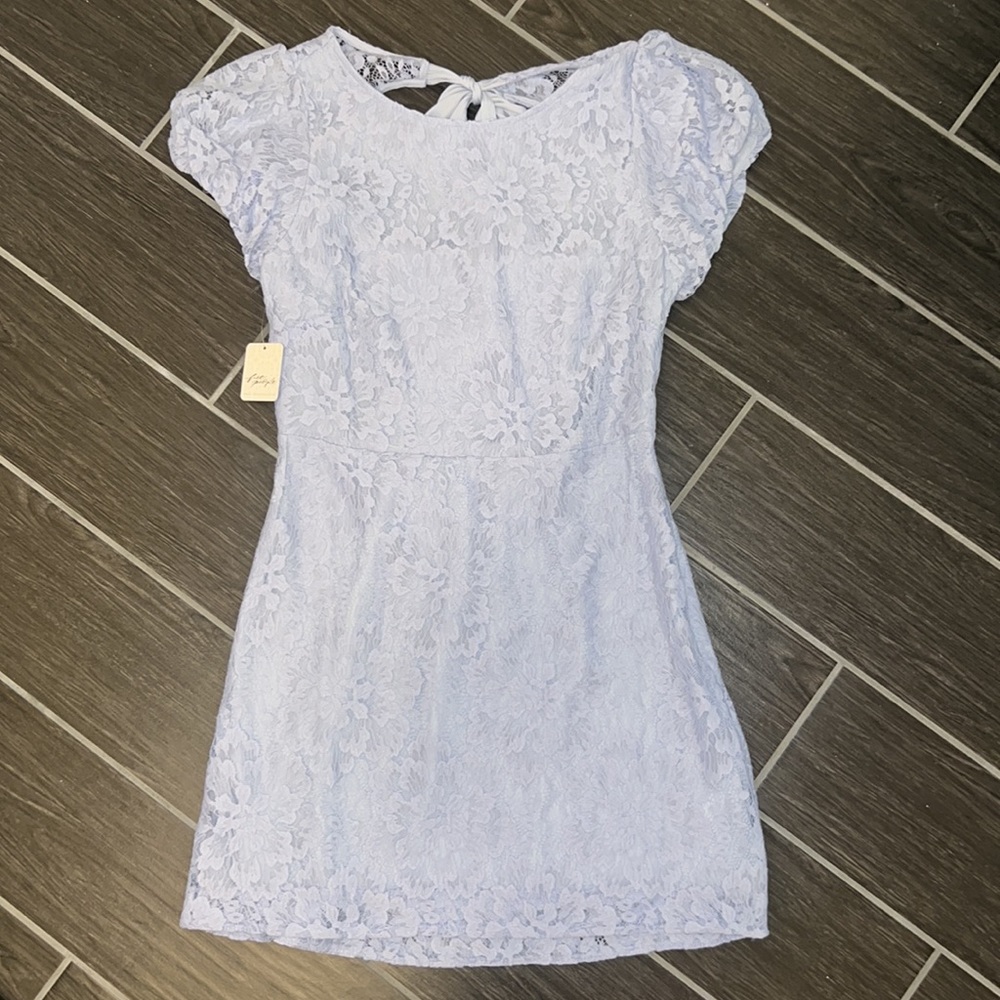 NWT Free People Hailee Lace Short Puffed Sleeve Mini Dress M - Picture 5 of 10